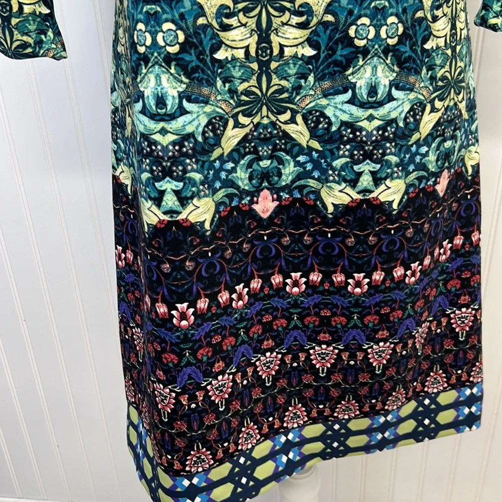 Just Taylor Garden Party Beaded Neckline Trumpet Sleeve‎ Sheath Dress Sz 4